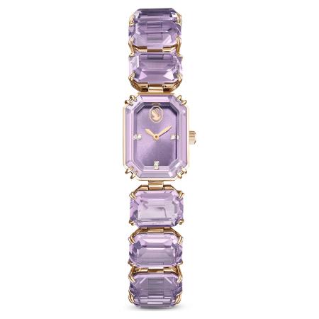 Montre Swarovski octogonale violette finition métal rosé 