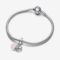 CHARM PANDORA  DOUBLE MEDAILLE AMITIE TREFLE A QUATRE FEUILLES