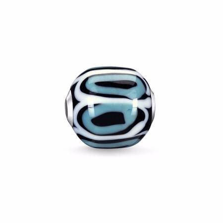 Bead Thomas sabo  en verre TURQUOISE, NOIR, BLANC