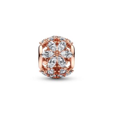 charm Pandora grappe de fleur Métal plaque or rose 14 carat