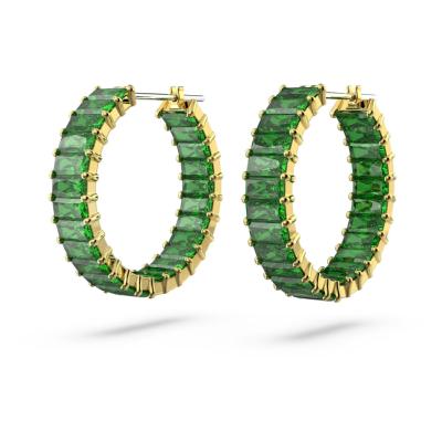 ANNEAUX SWAROVSKI MATRIX TAILLE BAGUETTE VERTE 