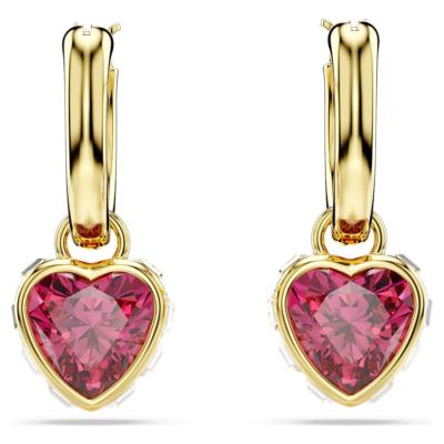 BOUCLES SWAROVSKI CHROMA COEUR ROUGE 