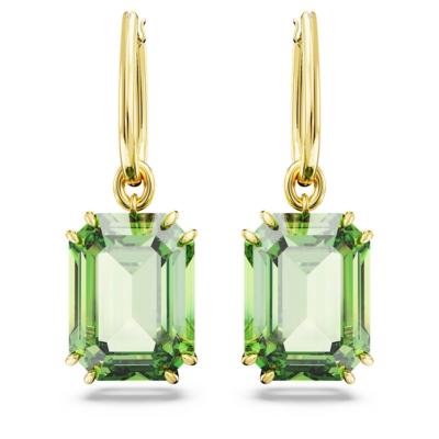 Boucles d'oreilles Swarovski Millénia pendant taille octogonale plaq ton or/vert