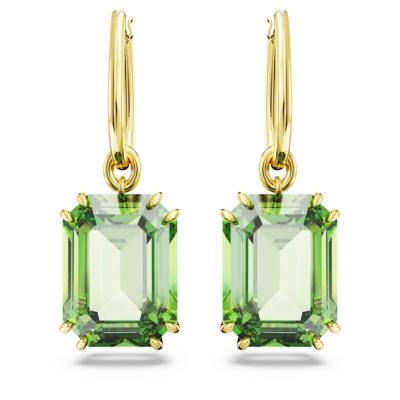 Boucles d'oreilles Swarovski Millénia pendant taille octogonale plaq ton or/vert