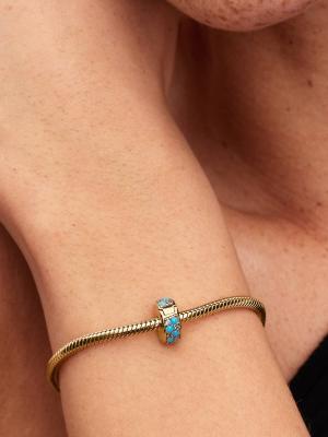 Charm clip Pandora bleu plaqué or jaune 14 carat