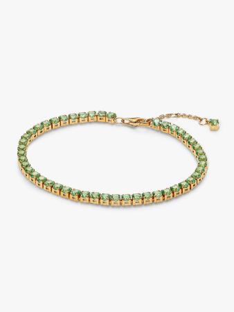 BRACELET PANDORA TENNIS  VERT PLAQUE OR DORE