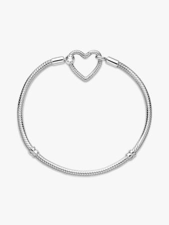 BRACELET CHARM PANDORA ARGENT FERMOIR COEUR AJOURE