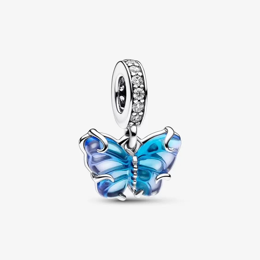 CHARM PANDORA PAPILLON VERRE DE MURANO BLEU 