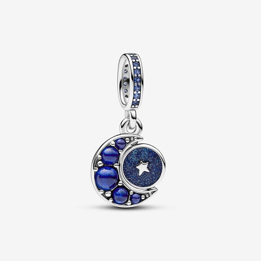 CHARM PANDORA LUNE ROTATIVE BLEUE