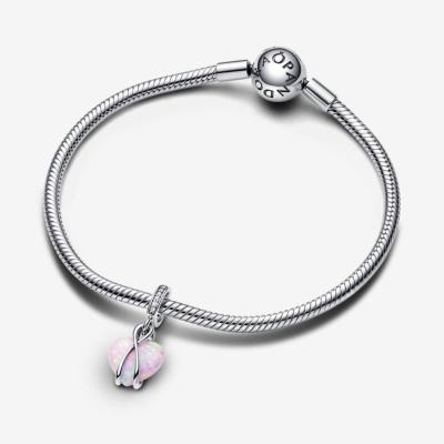 CHARM PANDORA COEUR OPALESCENT ROSE MOM