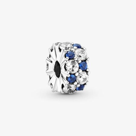 CHARM CLIP PANDORA SCINTILLANT BLEU& INCOLORE