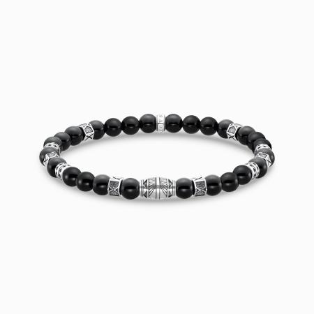 BRACELET THOMAS SABO BEADS NOIRES OEIL DE TIGRE 