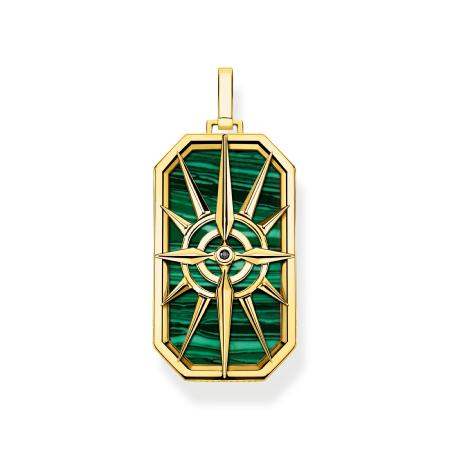 PENDENTIF THOMAS SABO BOUSSOLE MALACHITE VERTE 