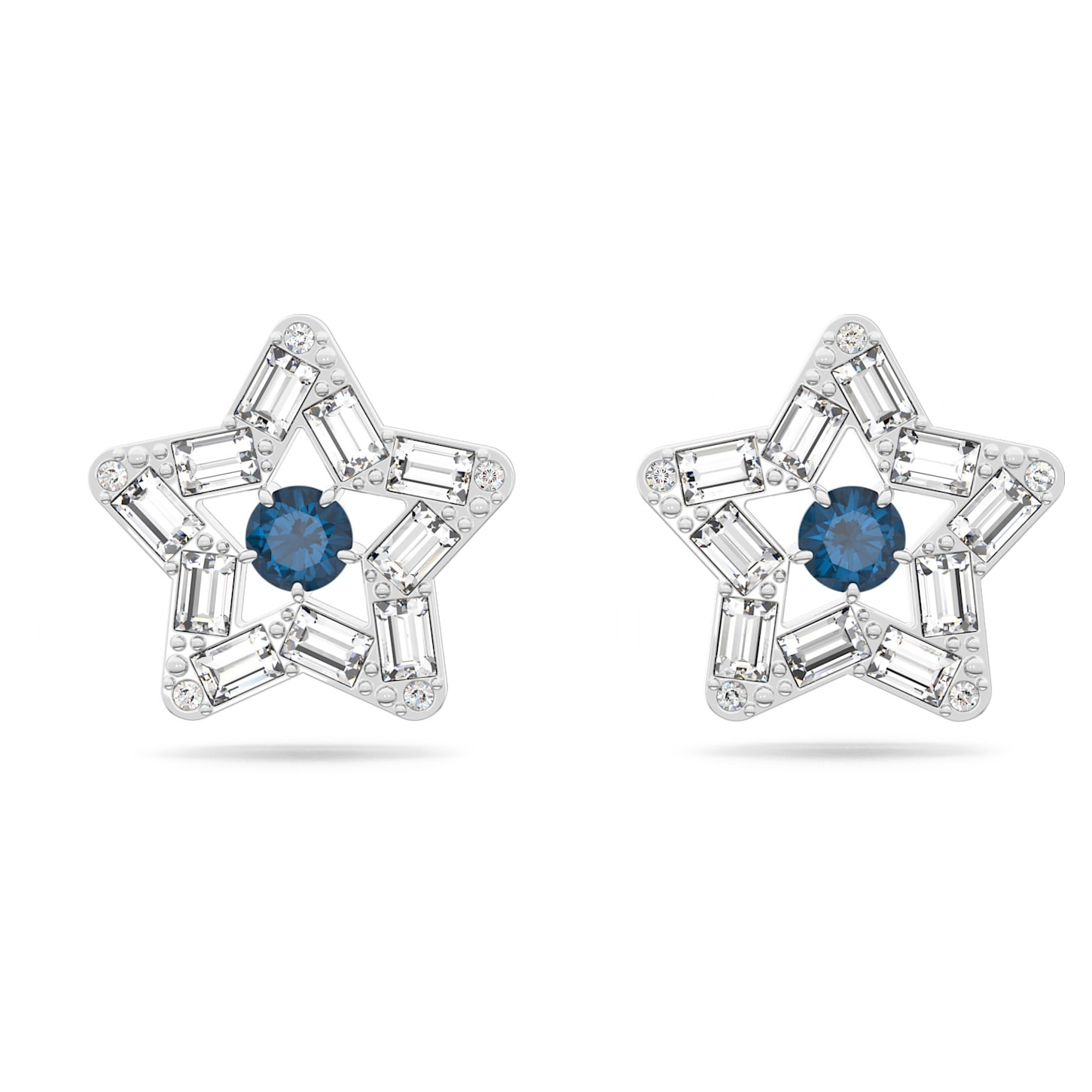 CLOUS D OREILLES SWAROVSKI ETOILE COEUR CRISTAL BLEU