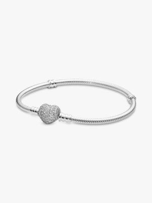 BRACELET CHARM PANDORA FERMOIR CŒUR PAVE