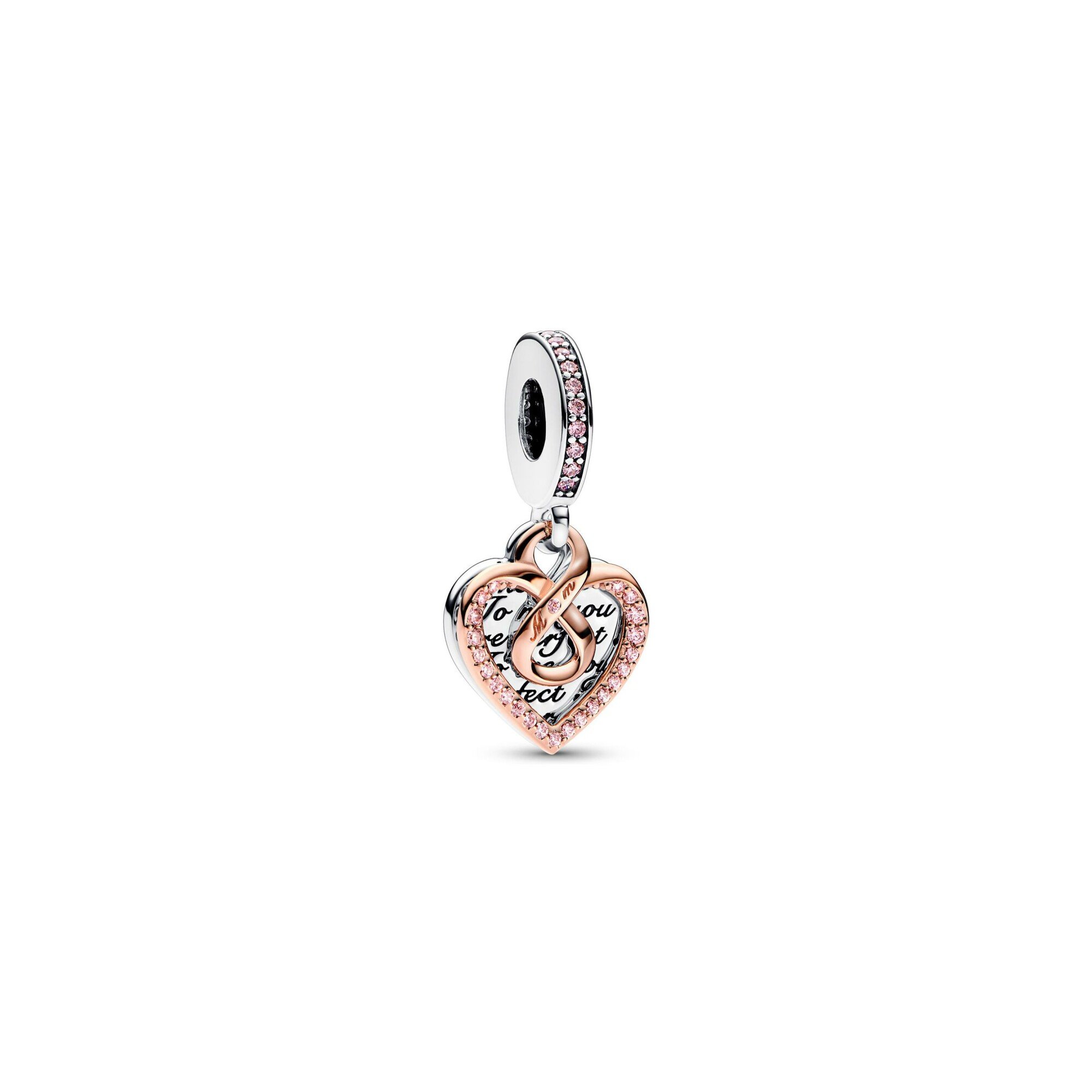 CHARM PANDORA COEUR INFINI  PLAQUE OR ROSE ARGENT 