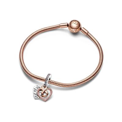 CHARM PANDORA COEUR INFINI  PLAQUE OR ROSE ARGENT 