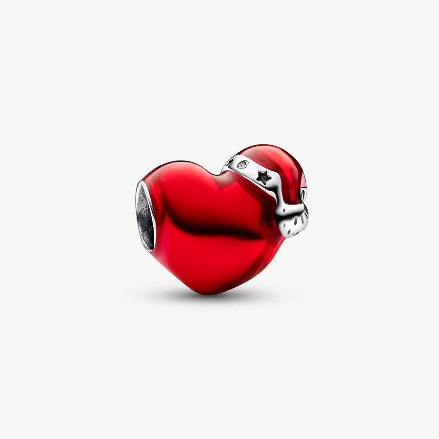 CHARM PANDORA COEUR BONNET ROUGE DE NOËL 