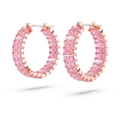 ANNEAUX SWAROVSKI MATRIX TAILLE BAGUETTE ROSE 
