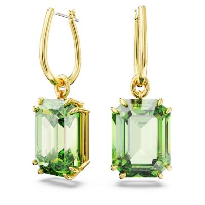 Boucles d'oreilles Swarovski Millénia pendant taille octogonale plaq ton or/vert