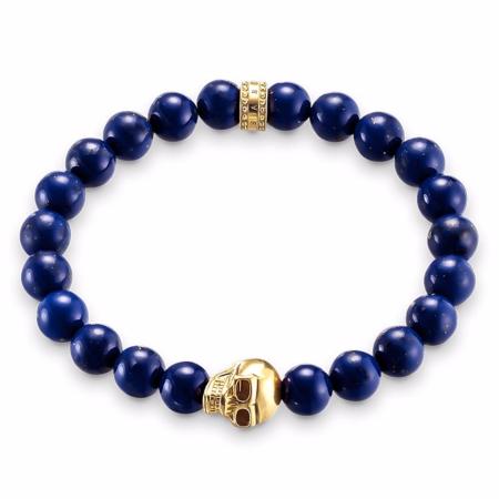 BRAC.THOMAS SABO REBEL TALISMAN BLEU ROYAL TËTE DE MORT