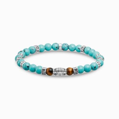 BRACELET THOMAS SABO PERLE TURQUOISE OEIL DE TIGRE 