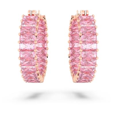 ANNEAUX SWAROVSKI MATRIX TAILLE BAGUETTE ROSE 