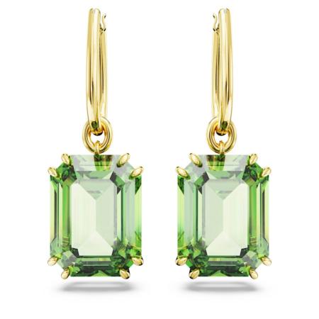 Boucles d'oreilles Swarovski Millénia pendant taille octogonale plaq ton or/vert