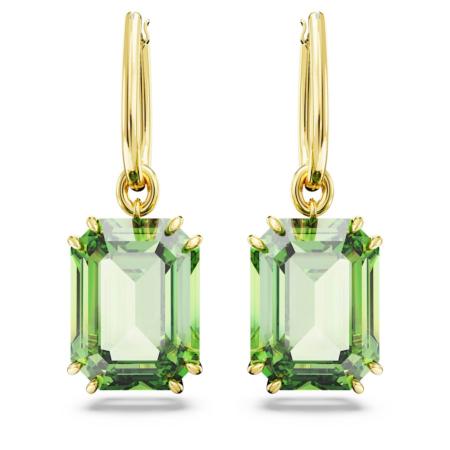 Boucles d'oreilles Swarovski Millénia pendant taille octogonale plaq ton or/vert