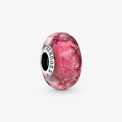 CHARM PANDORA VERRE DE MURANO ROSE ONDULÉE 