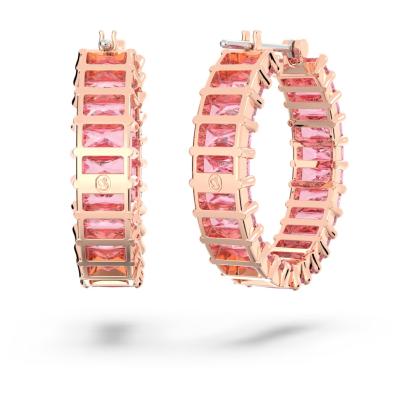 ANNEAUX SWAROVSKI MATRIX TAILLE BAGUETTE ROSE 