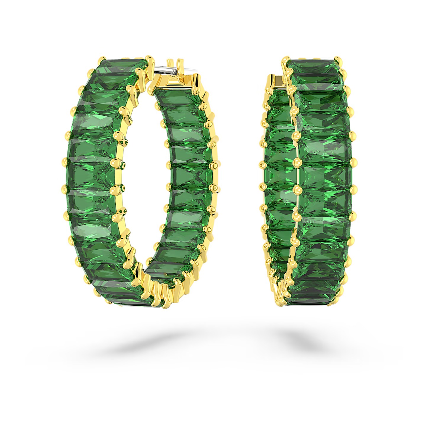 ANNEAUX SWAROVSKI MATRIX TAILLE BAGUETTE VERTE 