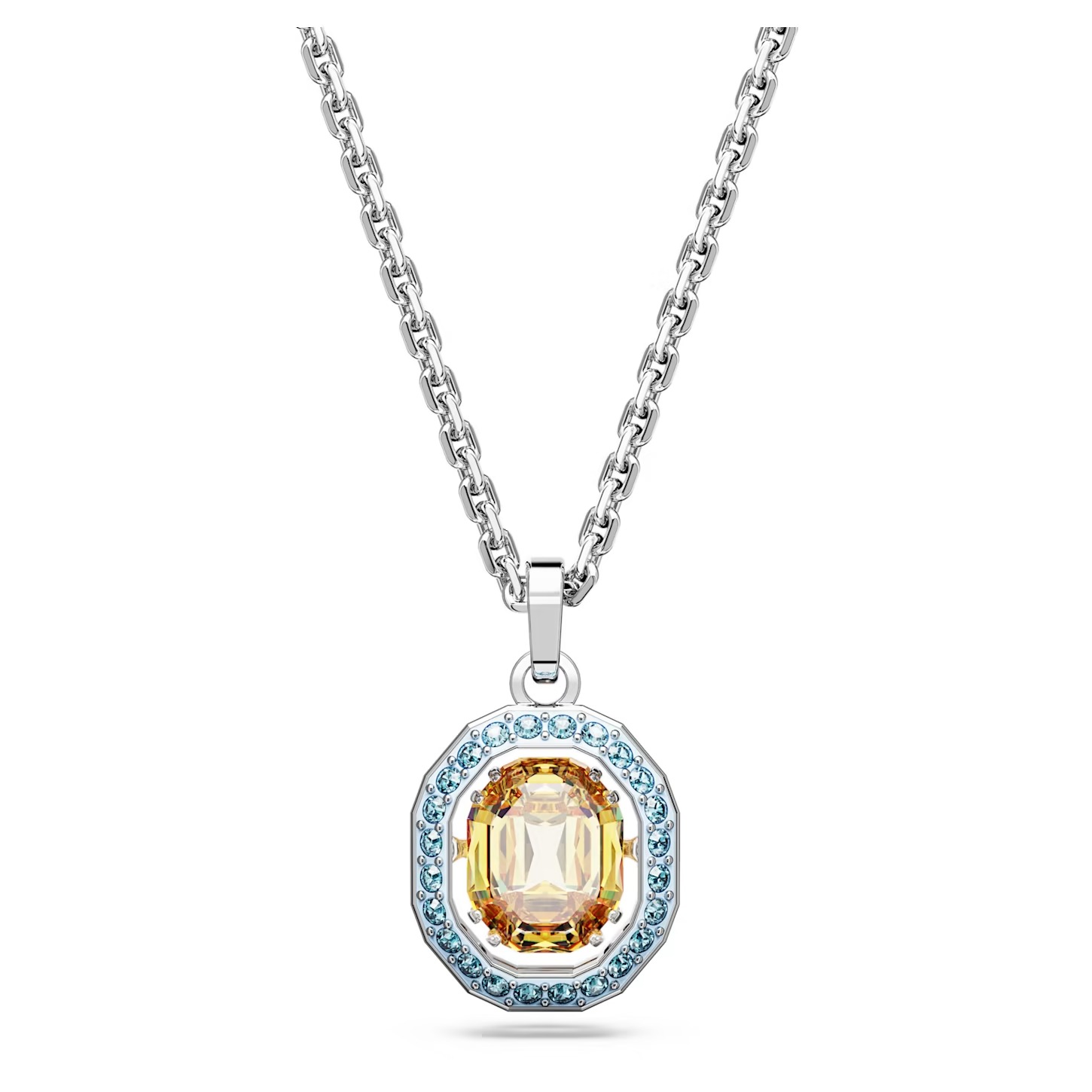 COLLIER SWAROVSKI CHROMA TAILLE OCTOGONALE BLEU/JAUNE