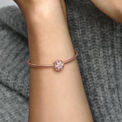 charm Pandora grappe de fleur Métal plaque or rose 14 carat