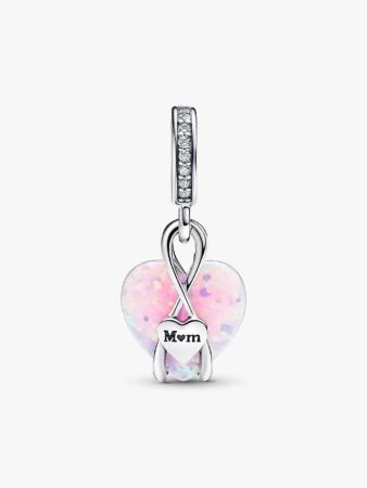 Charm Pandora cœur de Maman opale rose synthèse