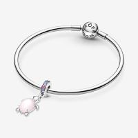 CHARM PANDORA TORTUE  MURANO GIVRE ROSE