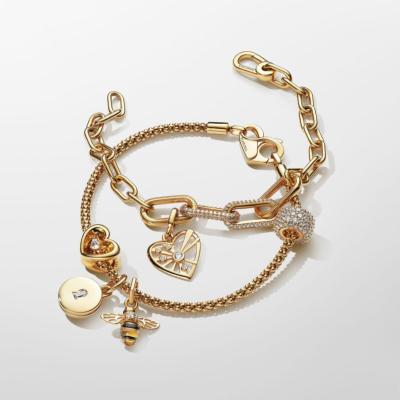 CHARM PANDORA MEDAILLON COEUR OUVRABLE  DORÉ 