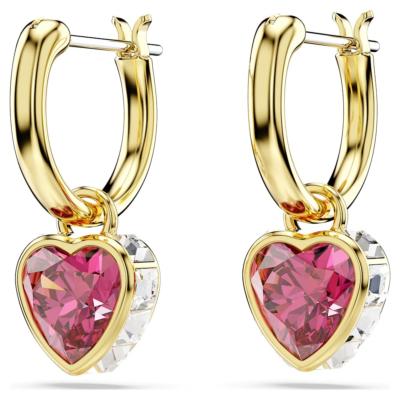 BOUCLES SWAROVSKI CHROMA COEUR ROUGE 