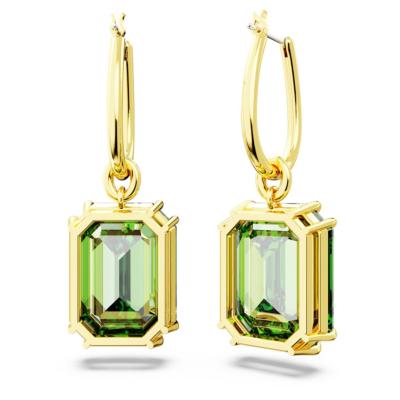 Boucles d'oreilles Swarovski Millénia pendant taille octogonale plaq ton or/vert