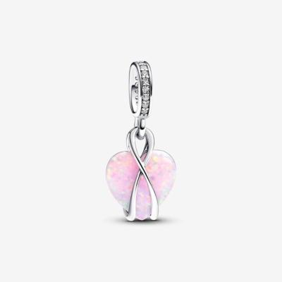 CHARM PANDORA COEUR OPALESCENT ROSE MOM