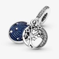 CHARM PANDORA DOUBLE ARBRE DE VIE LUNE ET GALAXIE
