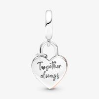 CHARM PANDORA COEUR DOUBLE "TOGETHER ALWAYS"