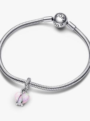 Charm Pandora cœur de Maman opale rose synthèse