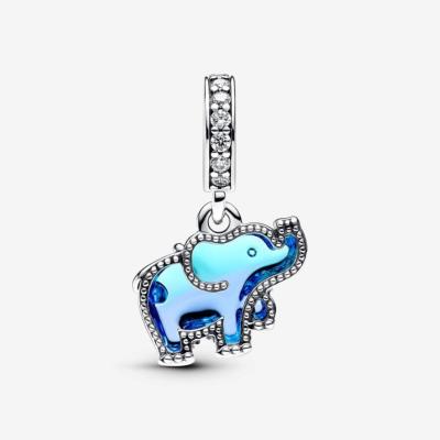 CHARM ELEPHANT EN VERRE DE MURANO BLEU 