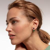 BOUCLES D'OREILLES THOMAS SABO GOUTTE VERTE ET PIERRE VIOLETTE