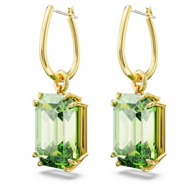 Boucles d'oreilles Swarovski Millénia pendant taille octogonale plaq ton or/vert